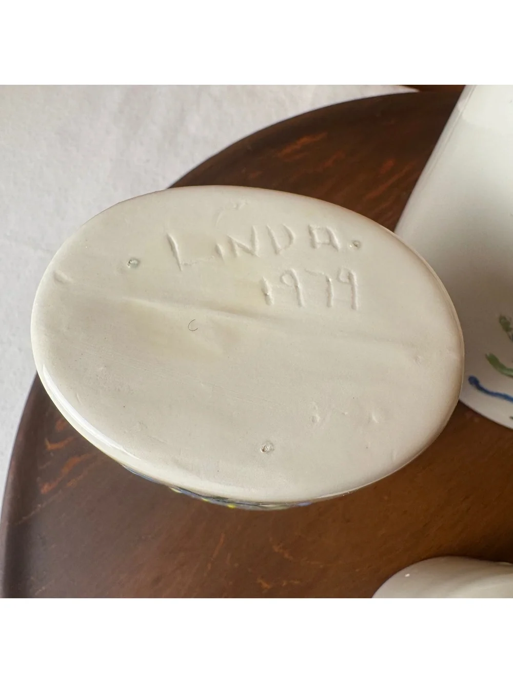 Vintage 1979 Ceramic Bathroom Set Blue Floral Handmade 4 Piece Vanity Décor